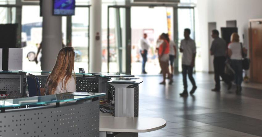 Service - White Sitting Behind Counter Under Television